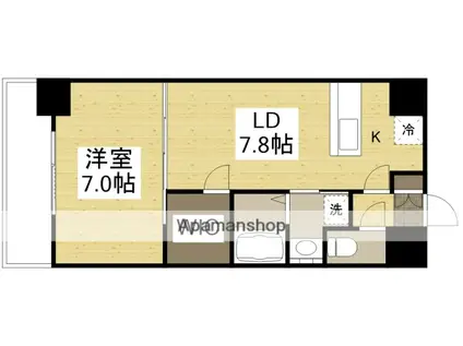 WILLDO岡山駅西口(1LDK/2階)の間取り写真