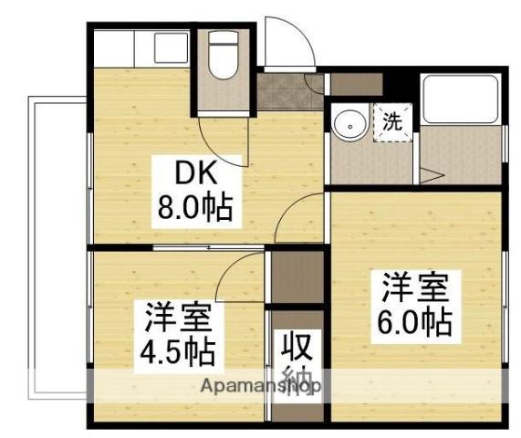 A APARTMENT NISHIICHI(2DK/2階)の間取り写真
