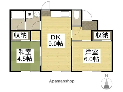 山陽本線 北長瀬駅 徒歩22分 1階建 築41年(2DK)の間取り写真