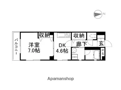 ファルマプラス(1DK/5階)の間取り写真
