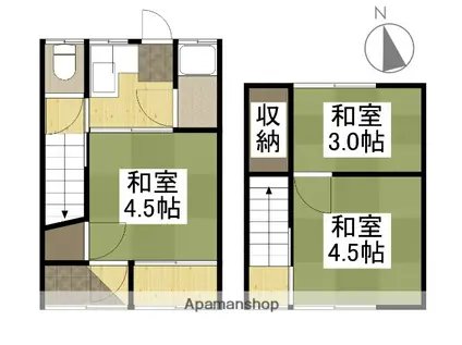 十日市東町貸家 東から2番目(3K)の間取り写真