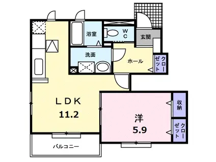 サンメゾン津高(1LDK/1階)の間取り写真