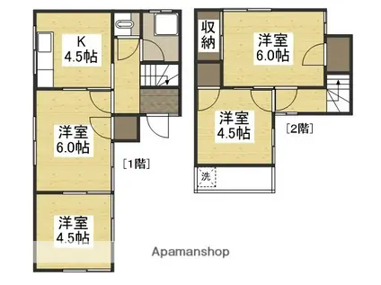 岡山電軌清輝橋線 清輝橋駅 徒歩23分 2階建 築43年(4K)の間取り写真