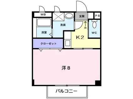 ミレニアムハイツ(1K/2階)の間取り写真