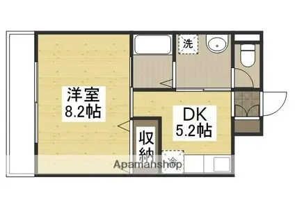 ビュー倉敷(1DK/3階)の間取り写真