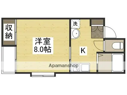 ヂュエルヤマサキ B棟(1K/2階)の間取り写真