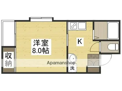 ヂュエルヤマサキ B棟(1K/1階)の間取り写真
