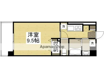 福富グラードマンション(1K/6階)の間取り写真