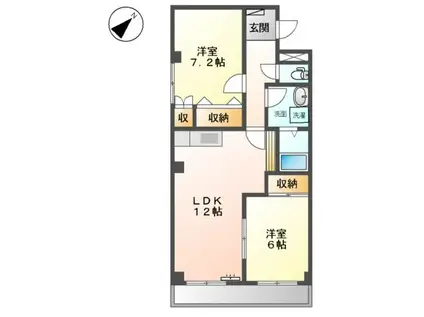サンピア大福(2LDK/1階)の間取り写真