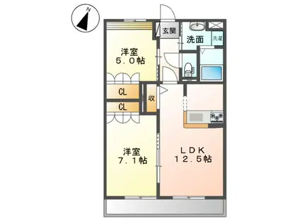 ノーブルピュア (2LDK/1階)の間取り写真