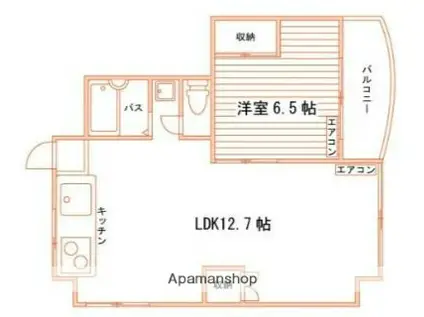 カサグランデ鹿田町(1LDK/2階)の間取り写真