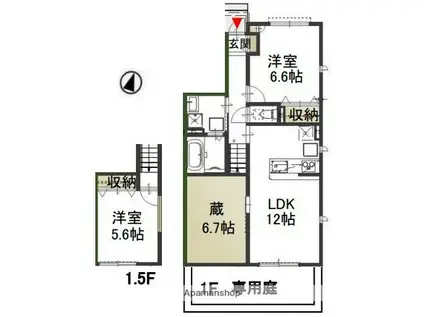サンリーフA(2LDK/1階)の間取り写真
