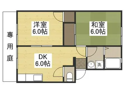 ヴィラ・ウインディアC(2DK/1階)の間取り写真