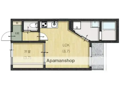 LIEN国富(1LDK/1階)の間取り写真