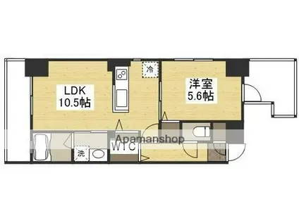 リビンコートSTUDIO岩田町(1LDK/10階)の間取り写真
