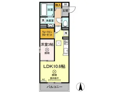 カーサ フェリス(1LDK/1階)の間取り写真
