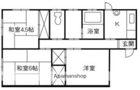 山陽本線 倉敷駅 徒歩23分 1階建 築56年(3K)の間取り写真