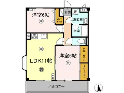 みゆきマンション(2LDK/2階)の間取り写真