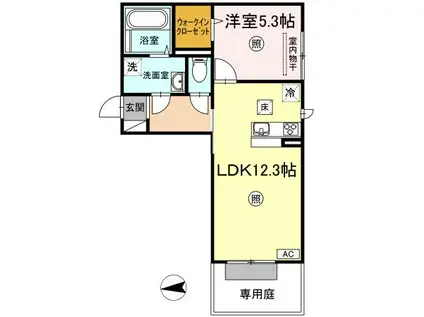 アンリ.D(1LDK/1階)の間取り写真