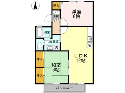 エトワール津島B棟(2LDK/2階)の間取り写真