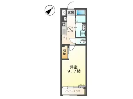 スカイコート(1K/1階)の間取り写真