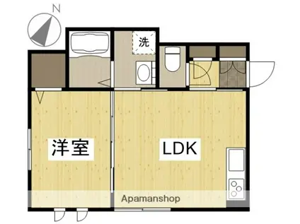 星と青空のクーレ(1LDK/2階)の間取り写真