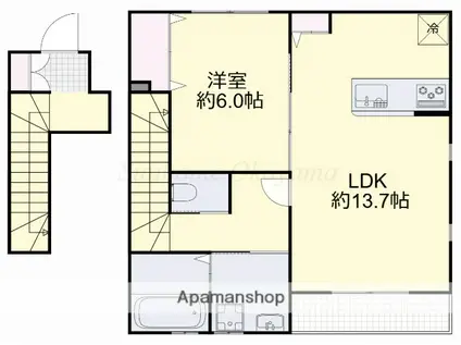 メゾンYASUI B(1LDK/2階)の間取り写真