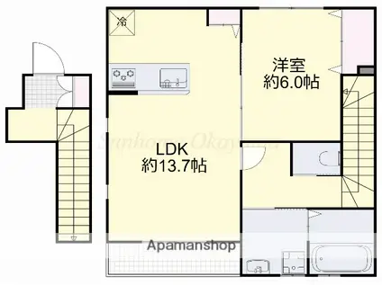 メゾンYASUI B(1LDK/2階)の間取り写真