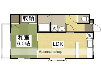 ハピネス(1LDK/2階)の間取り写真