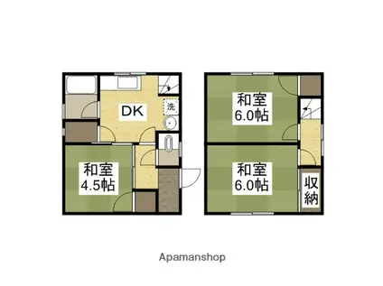 宇野線 備前西市駅 徒歩47分 2階建 築42年(3DK)の間取り写真