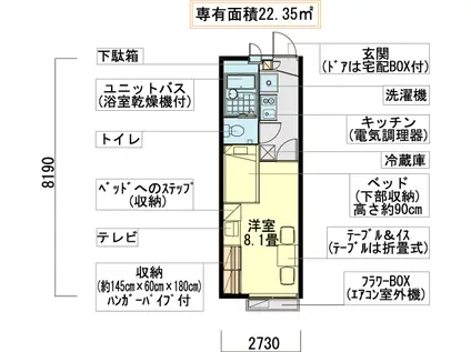 レオパレスアロハA(1K/1階)の間取り写真