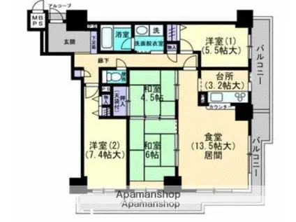 ファミールタワープラザ岡山イーストタワー(4LDK/14階)の間取り写真