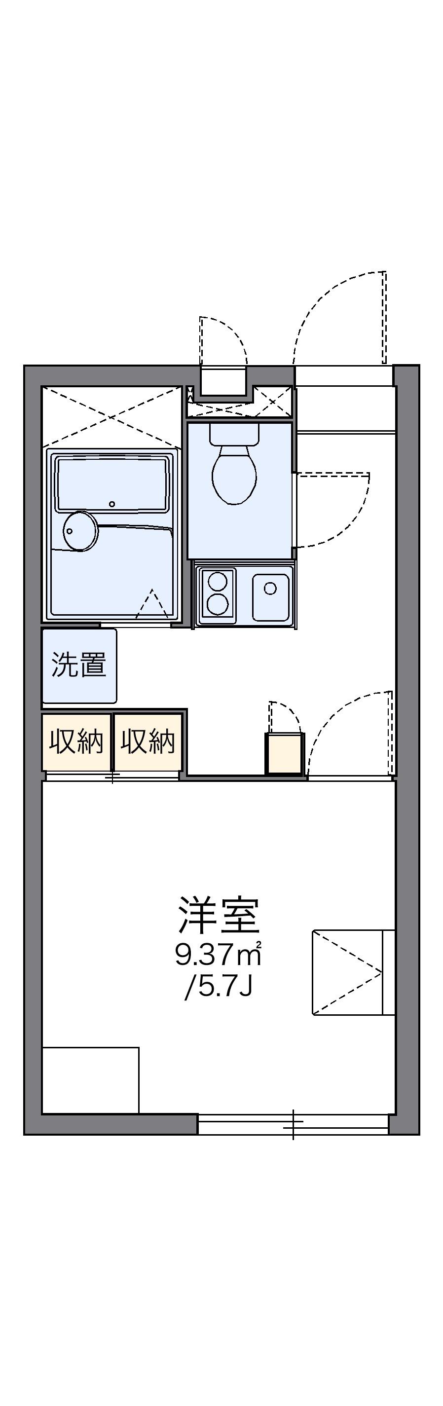 レオパレス谷万成(1K/1階)の間取り写真