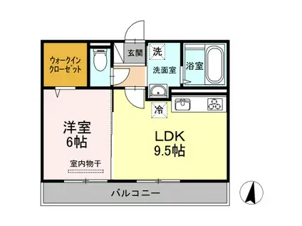 ブランドール マサ(1LDK/2階)の間取り写真