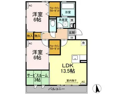 WELSH VILLA I(2LDK/1階)の間取り写真