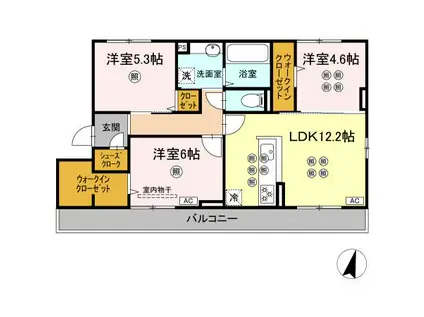 BLISS COURT II(3LDK/3階)の間取り写真