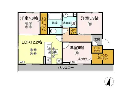 BLISS COURT II(3LDK/1階)の間取り写真