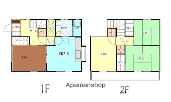 岡山県岡山市北区 2階建 築47年(4DK)の間取り写真