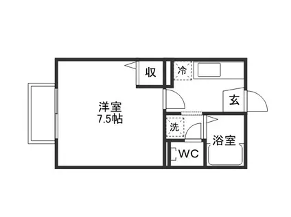 ドミールTOMO(1K/2階)の間取り写真