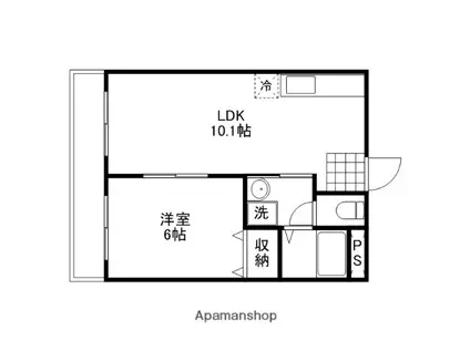 スカイホーク下伊福(1LDK/3階)の間取り写真