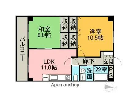 プレジデント高柳(2LDK/6階)の間取り写真