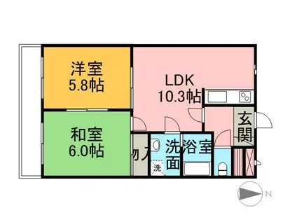 プロニティマイス(2LDK/2階)の間取り写真