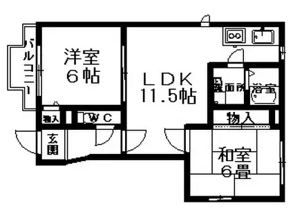 ベルデュール C棟(2LDK/1階)の間取り写真