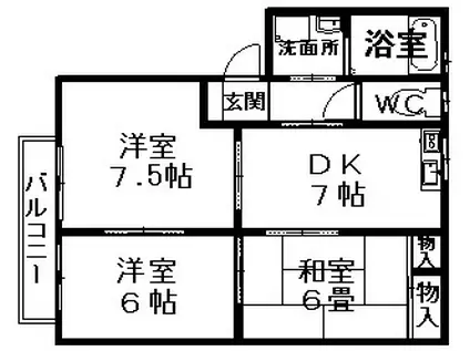 エスティー新福A棟(2LDK/1階)の間取り写真