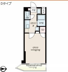 ルナ国体町(1K/4階)の間取り写真
