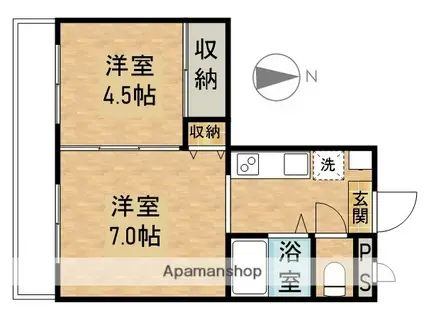 かわい富町マンション(2K/3階)の間取り写真