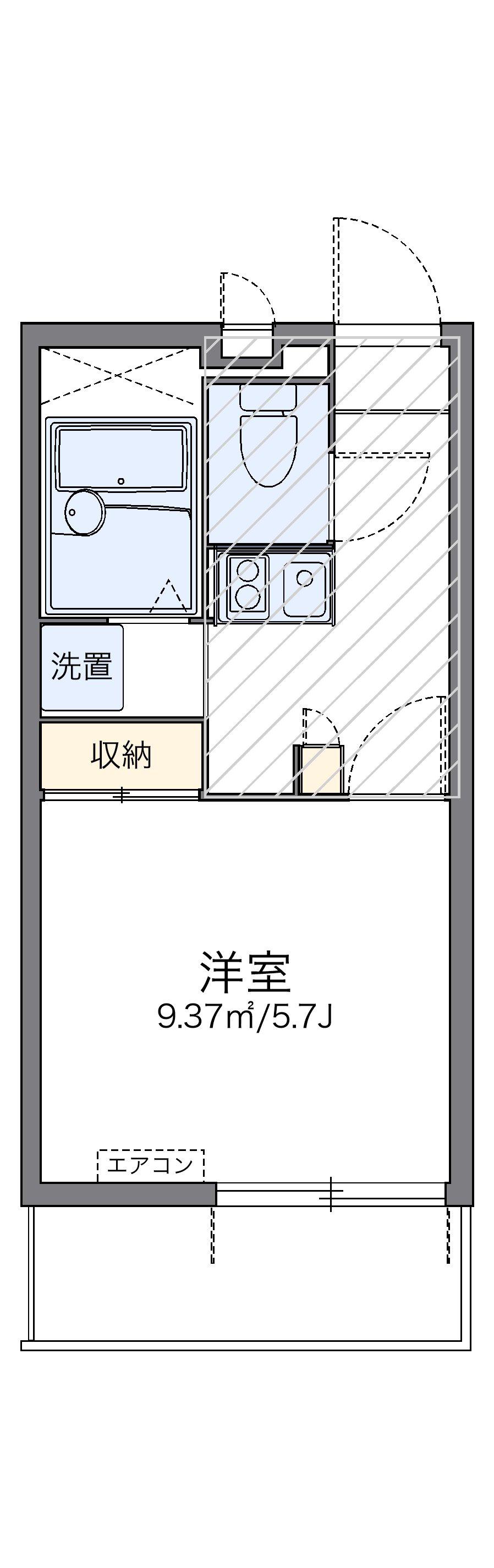レオパレスコスモスⅡ(1K/2階)の間取り写真