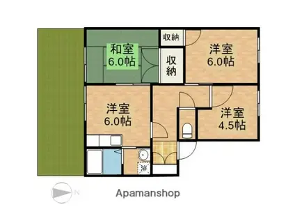 ドリームタウンⅠトムソーヤ(3DK/1階)の間取り写真