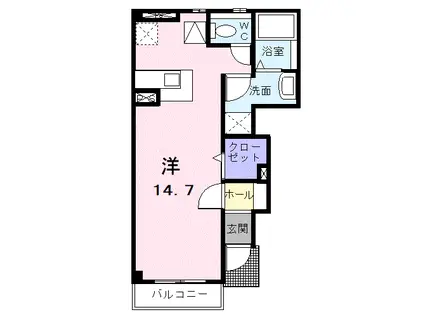 プリムローズA(ワンルーム/1階)の間取り写真