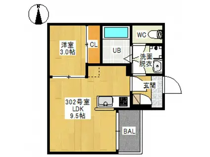 REGALEST JM 下伊福(1LDK/3階)の間取り写真